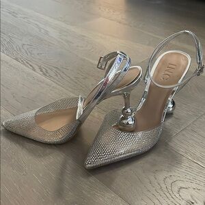 INC International Concepts Silver Slingback Heels